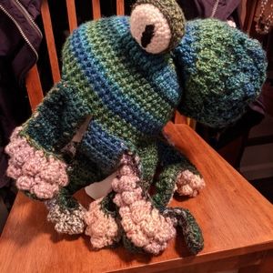 Handmade Octopus Hat - Variegated blue and green